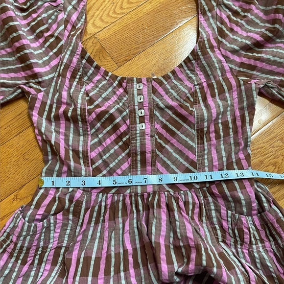 Free People Tulie Plaid Midi Milkmade Dress Brown Pink with pockets Size XS - Picture 16 of 16
